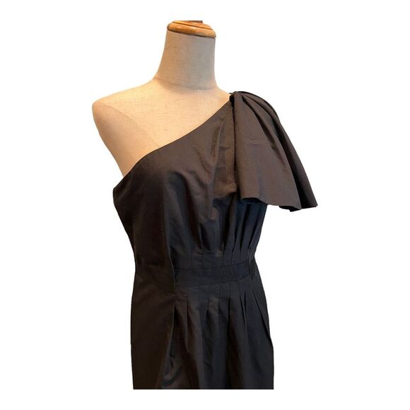 Leifsdottir‎ Dress Sz 8 Womens Black One Shoulder Ruffle Mini Cotton Blend Lined - Picture 2 of 12